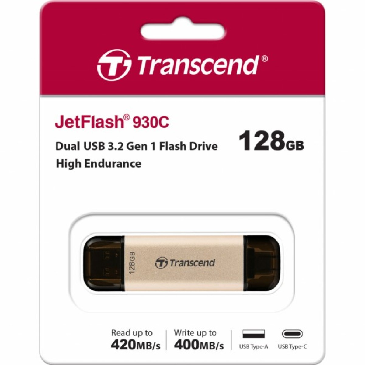 USB флеш накопичувач Transcend 128GB JetFlash 930 Gold-Black USB 3.2/Type-C (TS128GJF930C) 98_98.jpg - фото 7