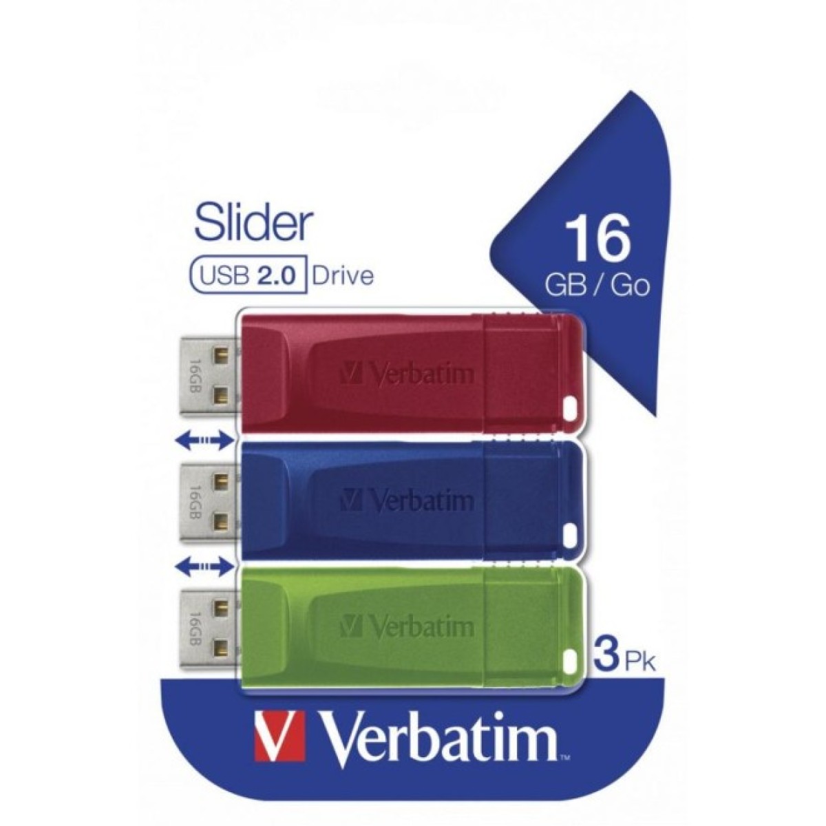 USB флеш накопитель Verbatim 3x16GB Slider Red/Blue/Green USB 2.0 (49326) 98_98.jpg - фото 7