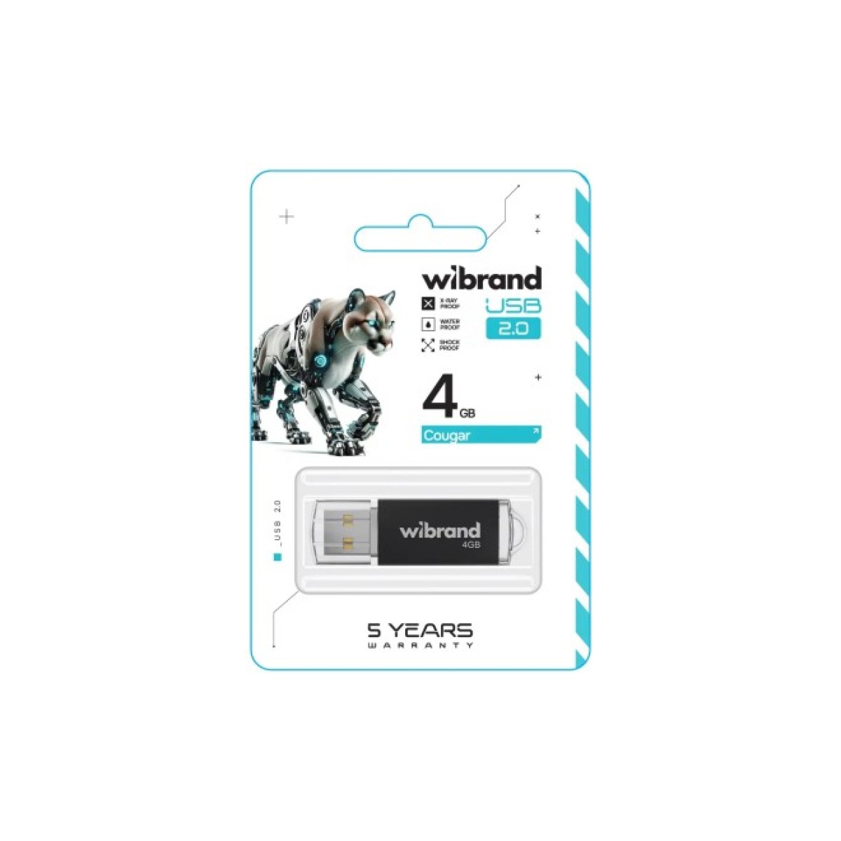 USB флеш накопичувач Wibrand 4GB Cougar BlackUSB 2.0 (WI2.0/CU4P1B) 98_98.jpg - фото 2