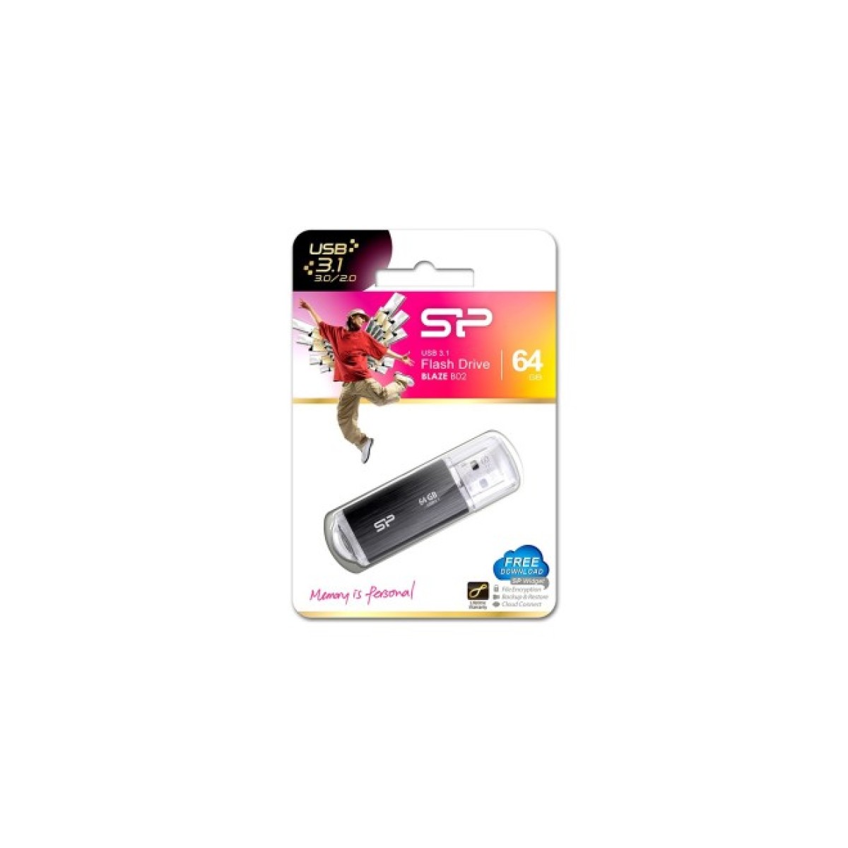 USB флеш накопичувач Silicon Power 64GB Blaze B02 Black USB 3.1 (SP064GBUF3B02V1K) 98_98.jpg - фото 5