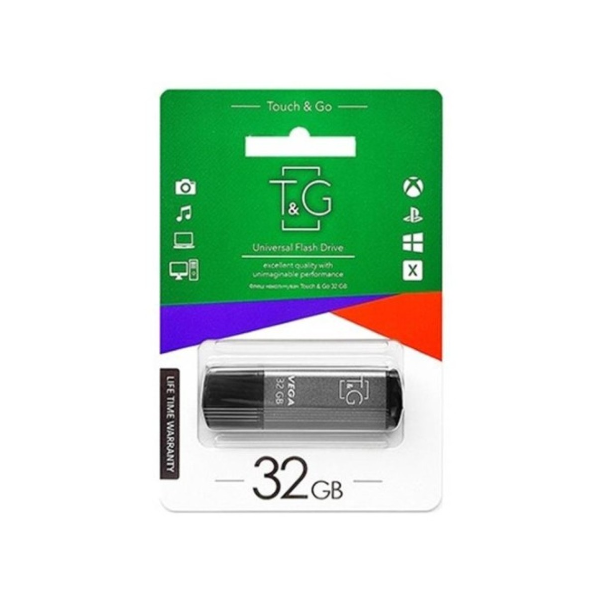 USB флеш накопитель T&G 32GB 121 Vega Series Grey USB 2.0 (TG121-32GBGY) 98_98.jpg - фото 2