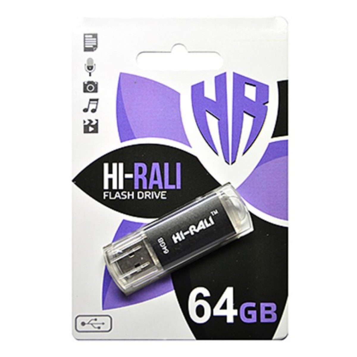 USB флеш накопичувач Hi-Rali 64GB Rocket Series Black USB 2.0 (HI-64GBVCBK) 256_256.jpg