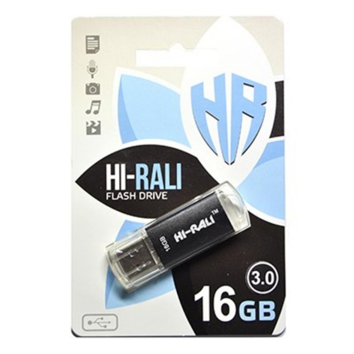 USB флеш накопичувач Hi-Rali 16GB Rocket Series Black USB 2.0 (HI-16GB3VCBK) 256_256.jpg