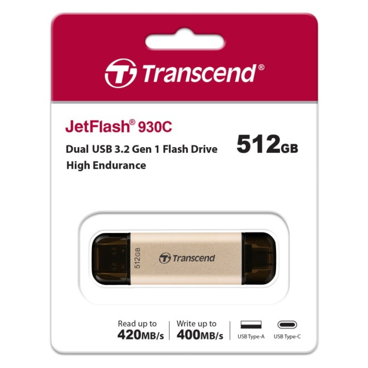 USB флеш накопитель Transcend 512GB JetFlash 930C Gold-Black USB 3.2/Type-C (TS512GJF930C) 98_98.jpg - фото 5