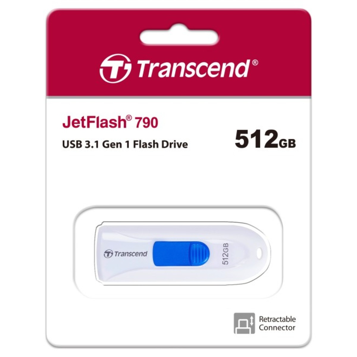 USB флеш накопитель Transcend 512GB JetFlash 790 White USB 3.1 (TS512GJF790W) 98_98.jpg - фото 4