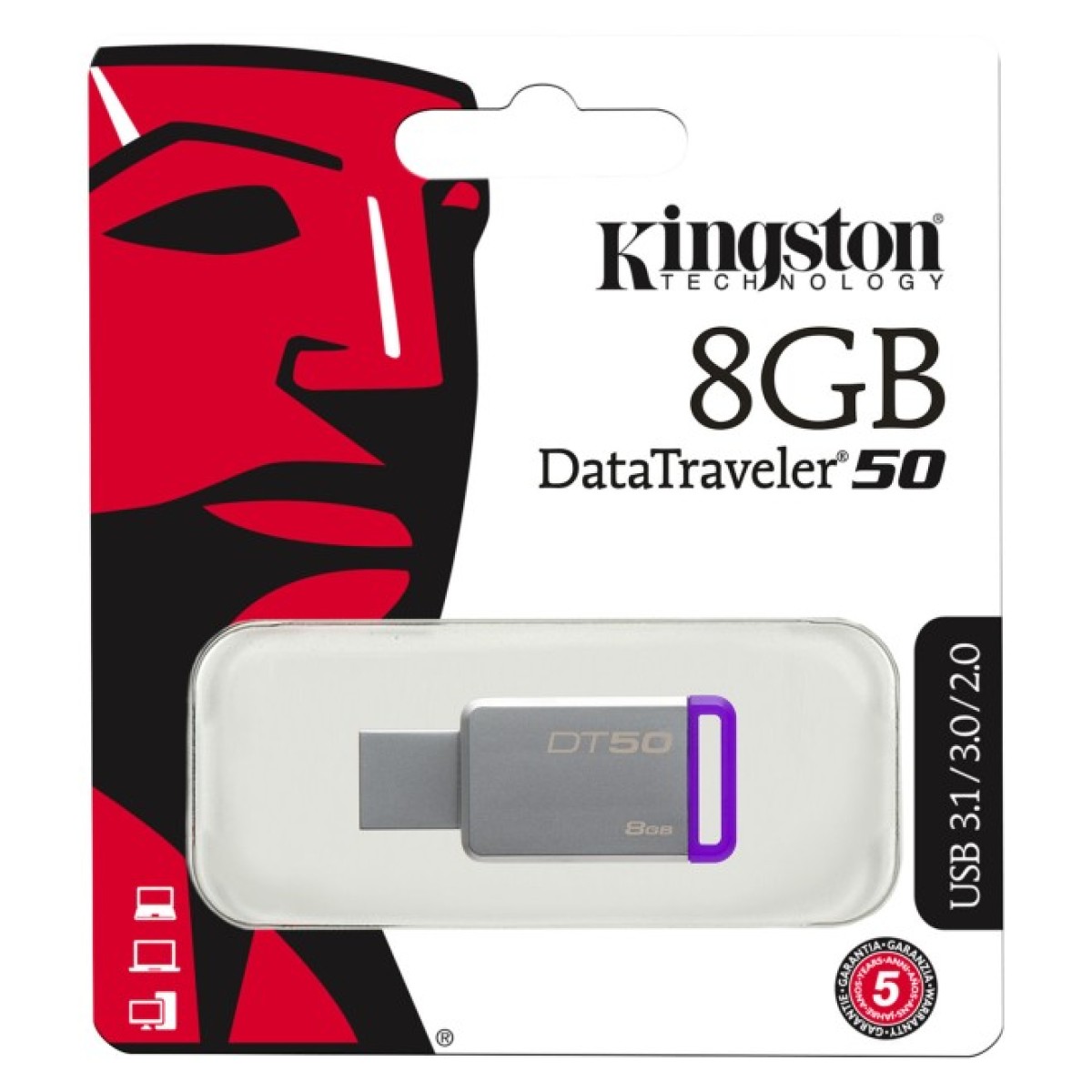 USB флеш накопичувач Kingston 8GB DT50 USB 3.1 (DT50/8GB) 98_98.jpg - фото 2