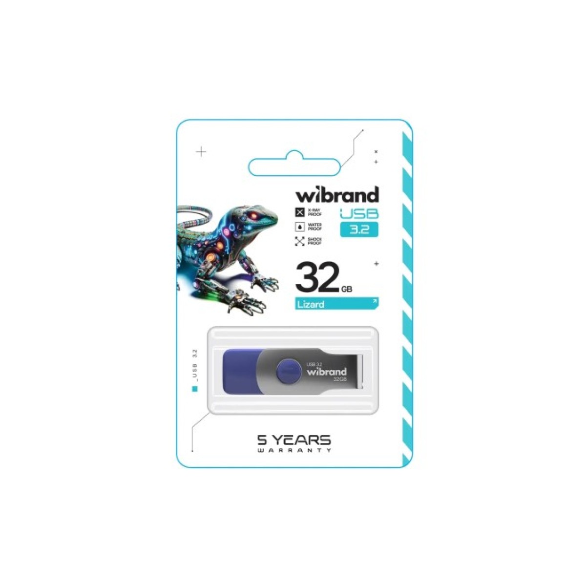 USB флеш накопичувач Wibrand 32GB Lizard Light Blue USB 3.2 Gen 1 (USB 3.0) (WI3.2/LI32P9LU) 98_98.jpg - фото 3