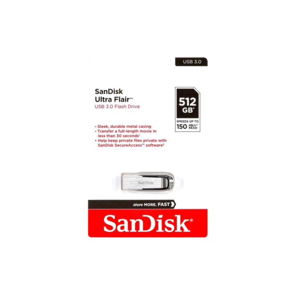 USB флеш накопичувач SanDisk 512GB Ultra Flair Silver-Black USB 3.0 (SDCZ73-512G-G46) 98_98.jpg - фото 6