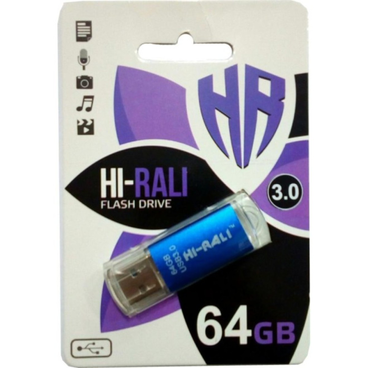 USB флеш накопитель Hi-Rali 64GB Rocket Series Blue USB 2.0 (HI-64GBVCBL) 256_256.jpg