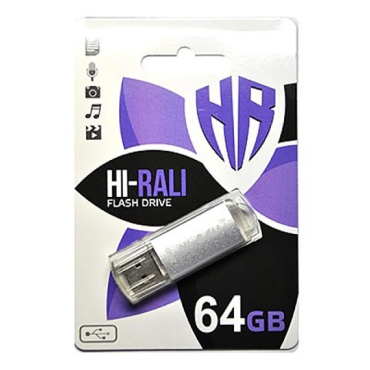 USB флеш накопичувач Hi-Rali 64GB Rocket Series Silver USB 2.0 (HI-64GBVCSL) 98_98.jpg