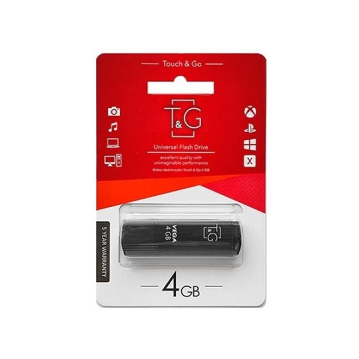 USB флеш накопитель T&G 4GB 121 Vega Series Black USB 2.0 (TG121-4GBBK) 98_98.jpg - фото 2