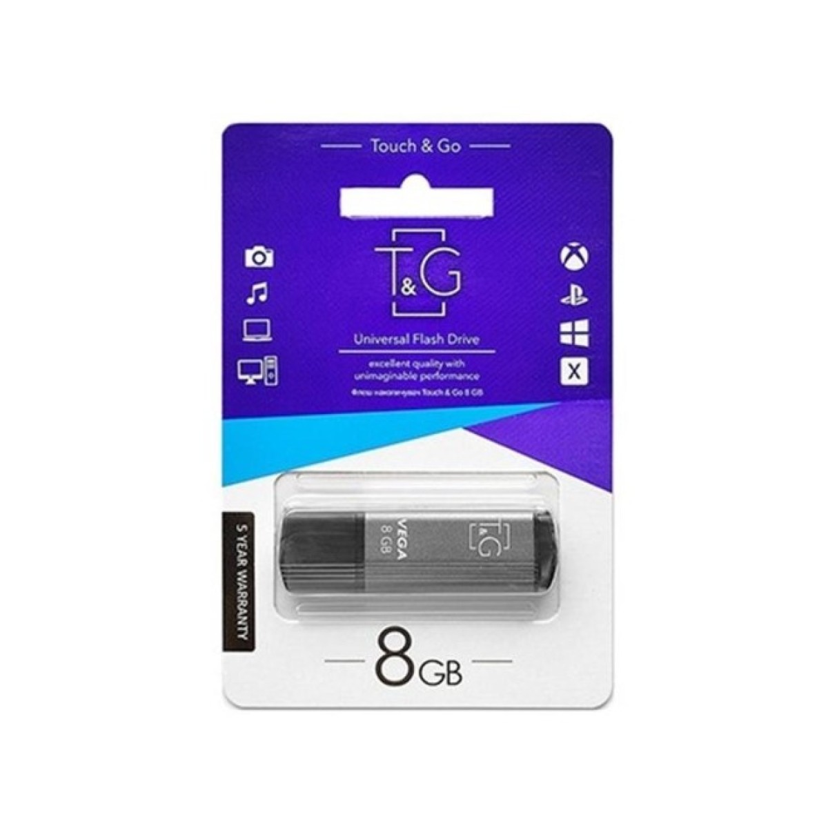 USB флеш накопичувач T&G 8GB 121 Vega Series Grey USB 2.0 (TG121-8GBGY) 98_98.jpg - фото 2