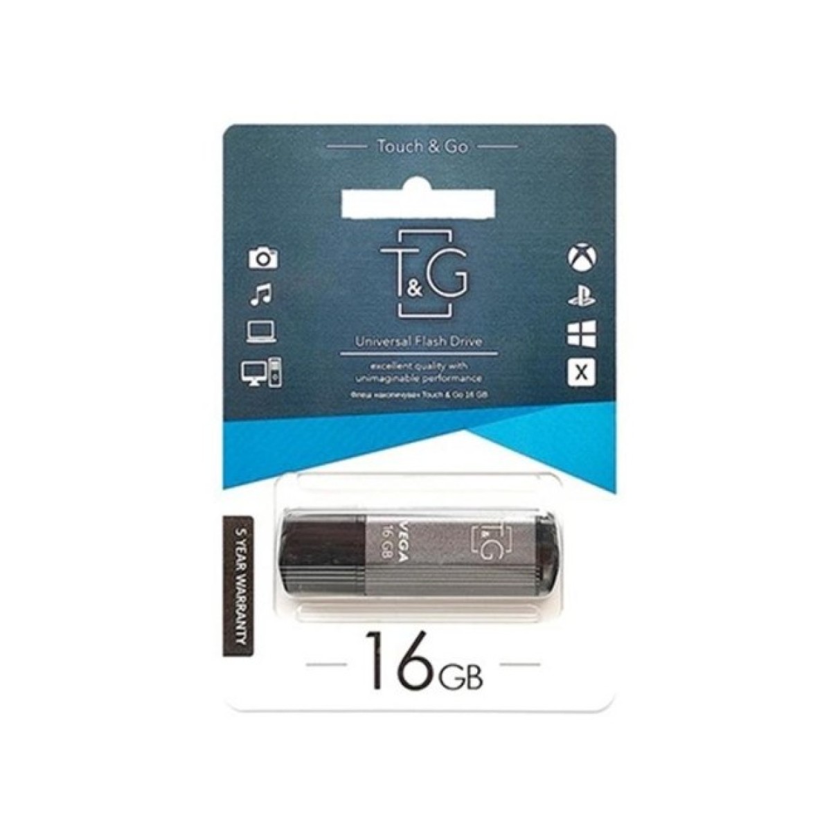 USB флеш накопичувач T&G 16GB 121 Vega Series Grey USB 2.0 (TG121-16GBGY) 98_98.jpg - фото 2