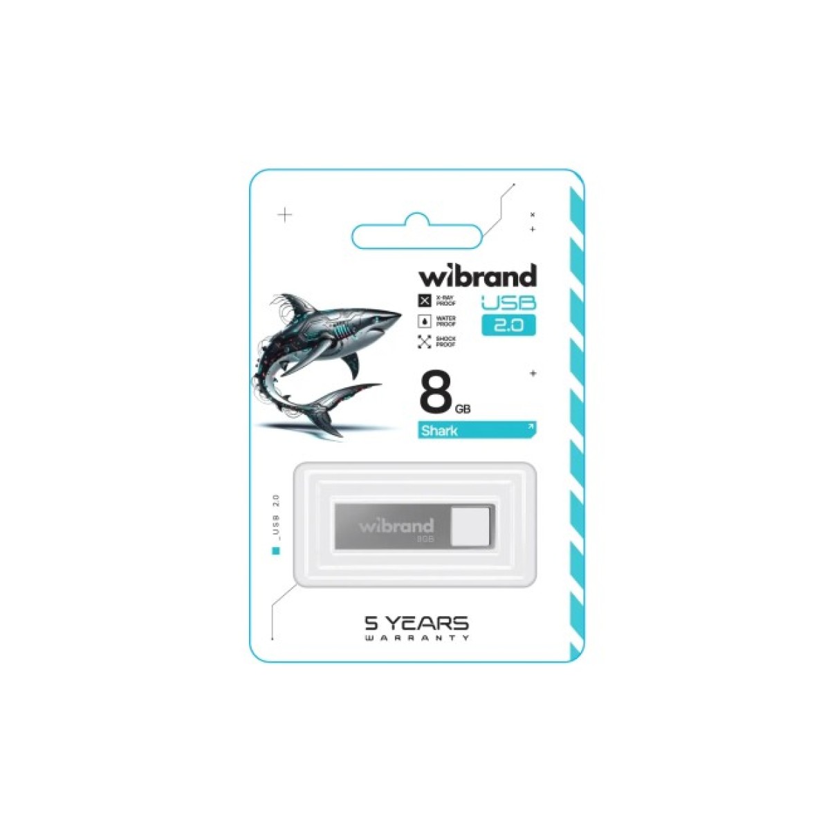 USB флеш накопичувач Wibrand 8GB Shark Silver USB 2.0 (WI2.0/SH8U4S) 98_98.jpg - фото 2