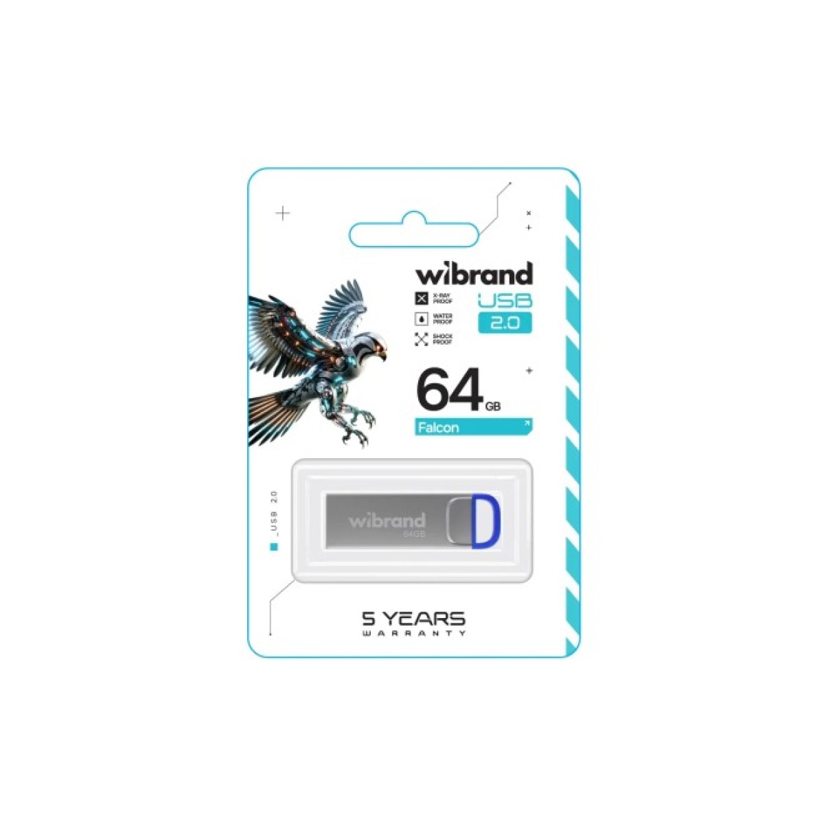 USB флеш накопичувач Wibrand 64GB Falcon Silver-Blue USB 2.0 (WI2.0/FA64U7U) 98_98.jpg - фото 2