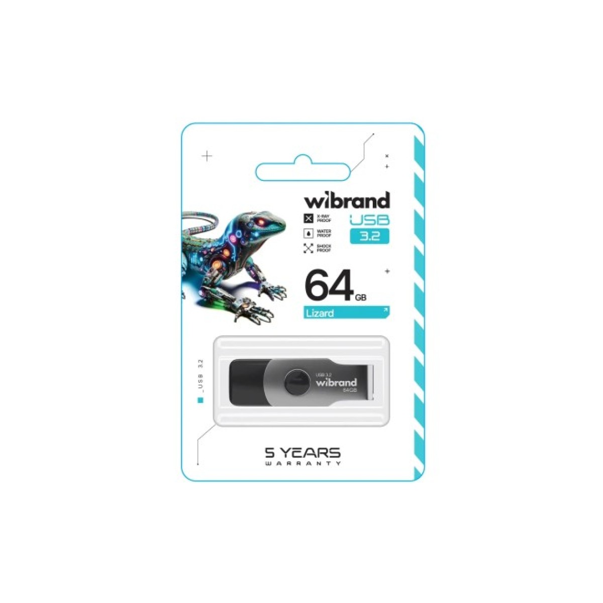 USB флеш накопитель Wibrand 64GB Lizard Black USB 3.2 Gen 1 (USB 3.0) (WI3.2/LI64P9B) 98_98.jpg - фото 2