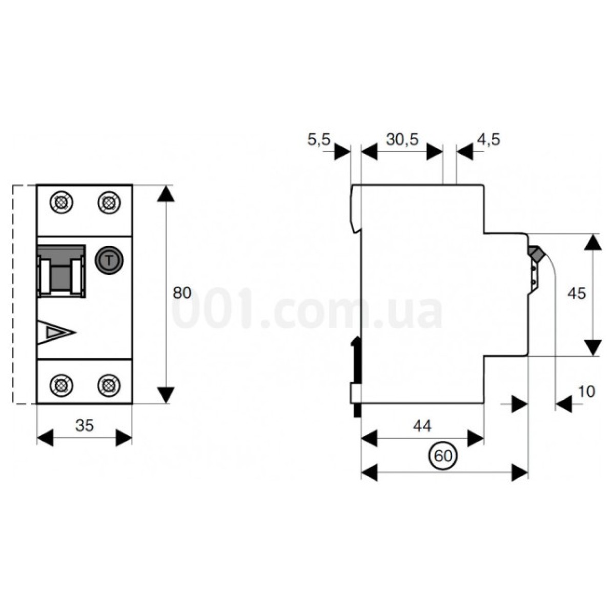 Дифференциальный автомат HNB-B6/1N/003 2P 6А 30мА характеристика B тип AC, Eaton (Moeller) 98_98.jpg - фото 5