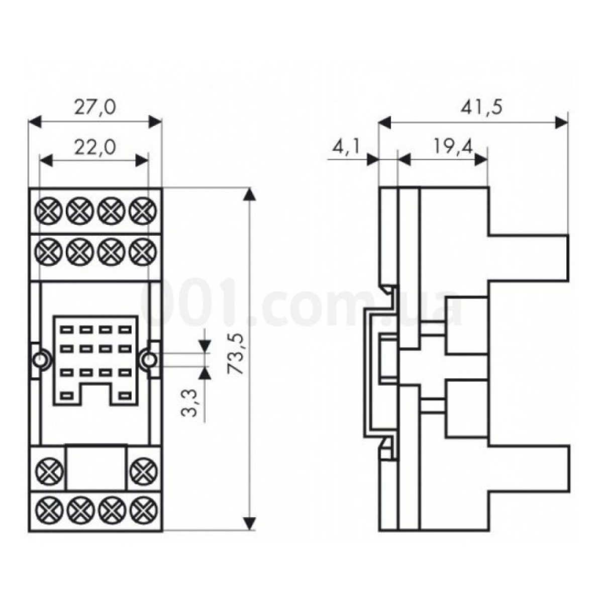 Гніздо на DIN-рейку з гвинтовими затискачами для PT5 4P 6А, Schrack Technik 98_98.jpg - фото 3