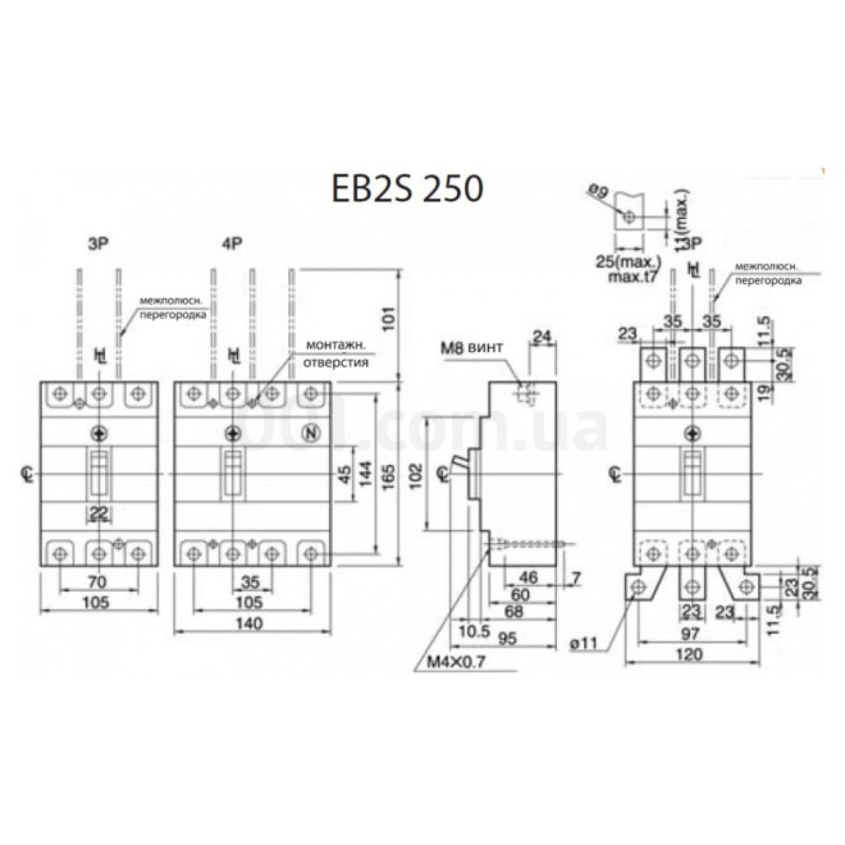 Автоматический выключатель EB2S 250/3LF 3P 250A 16кА, ETI 98_98.jpg - фото 3