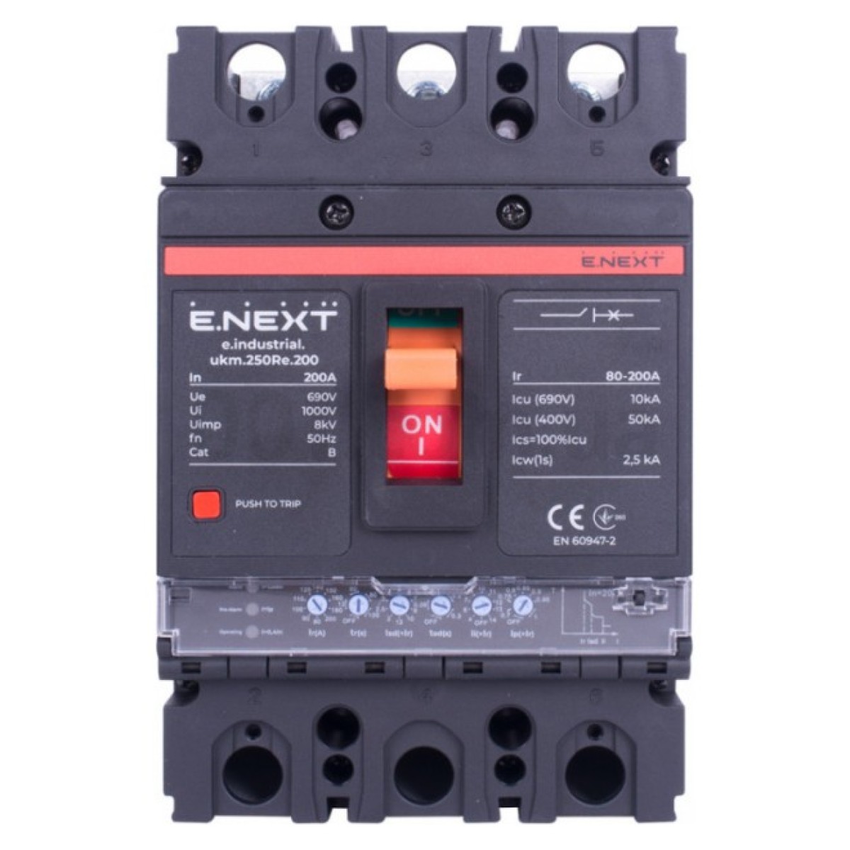 Шафовий автоматичний вимикач e.industrial.ukm.250Re.200 з електронним розчіплювачем 3P 200А, E.NEXT 98_98.jpg - фото 3