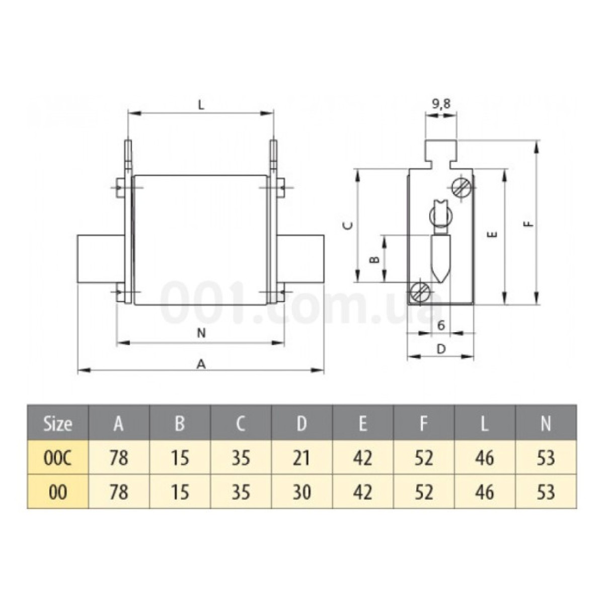 Предохранитель плавкий (вставка) M000/50A/690V-gS (100кА), ETI 98_98.jpg - фото 4