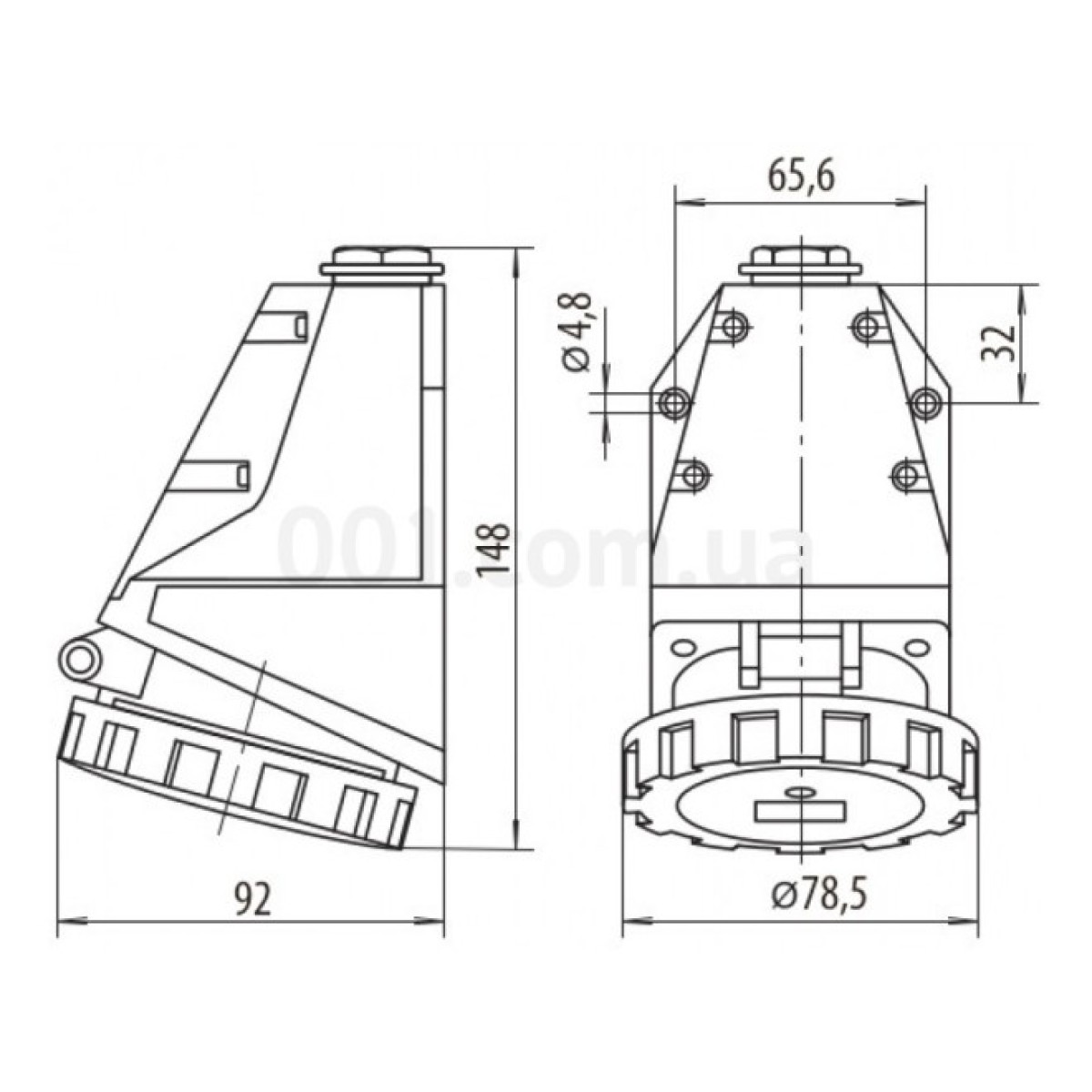 Розетка настінна EZH-1643 IP67 (16A, 400V, 3P+PE), ETI 98_98.jpg - фото 2