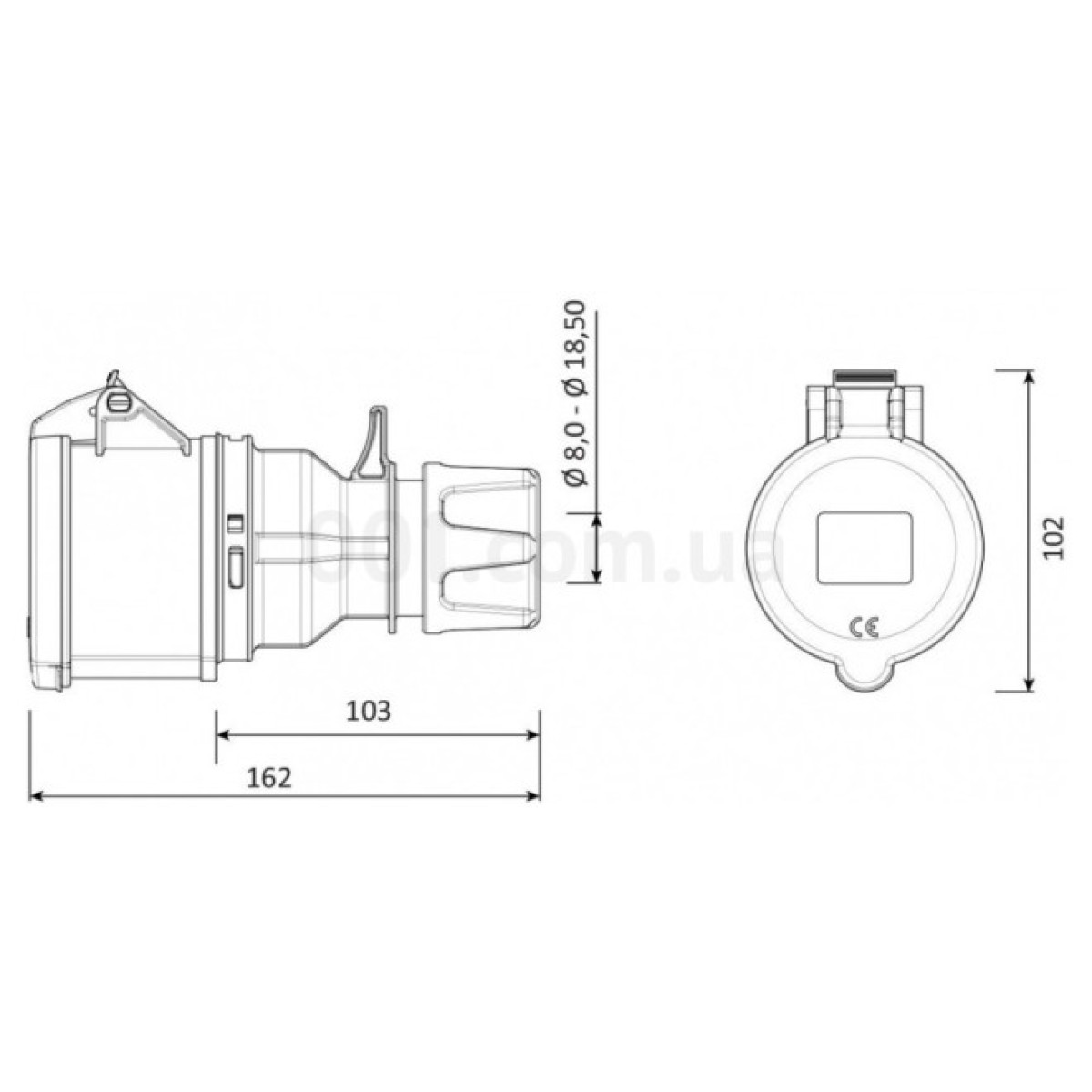 Розетка силова переносна 3P+N+PE 32А 380В IP44, Bemis 98_98.jpg - фото 2