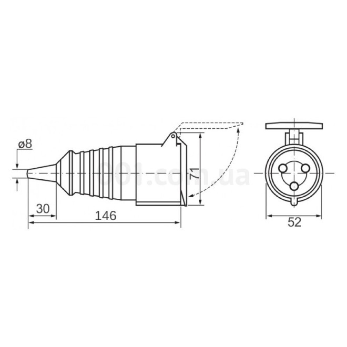 Розетка переносная ECO-213 (ГП 16А/3) 2Р+РЕ 16А 250В IP44, ECOHOME 98_98.jpg - фото 2