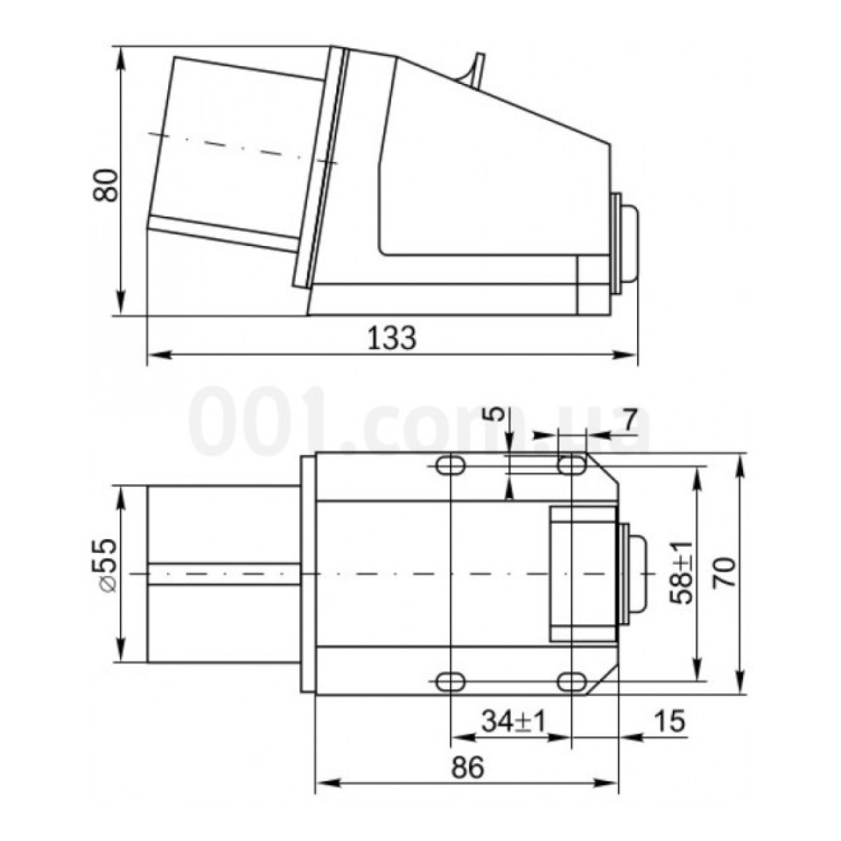 Вилка ССИ-515 стационарная 3P+PЕ+N 16А 380В IP44, IEK 98_98.jpg - фото 2