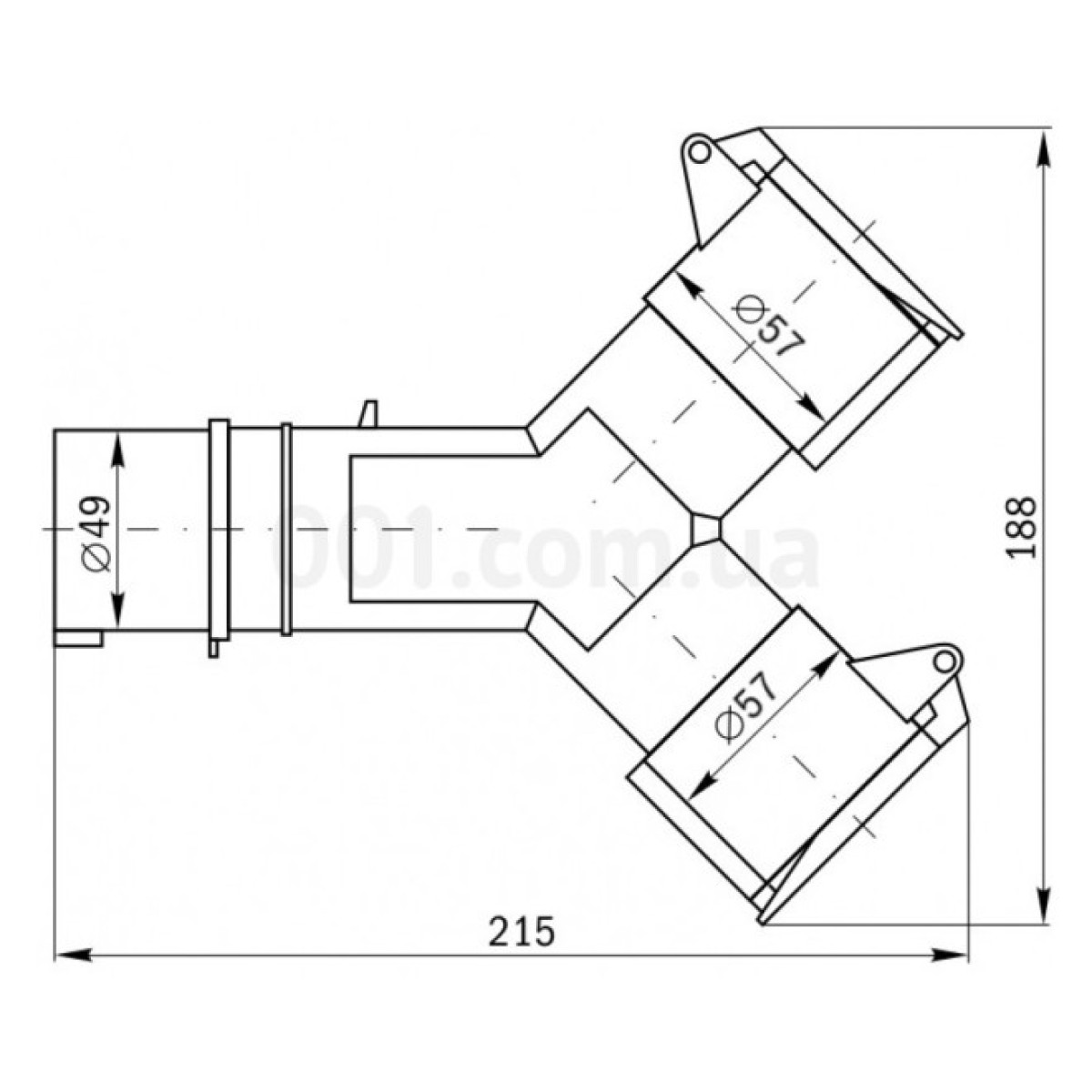 Адаптер двухлучевой ССИ-1012-214 3P+PE 16А 380В IP44, IEK 98_98.jpg - фото 2