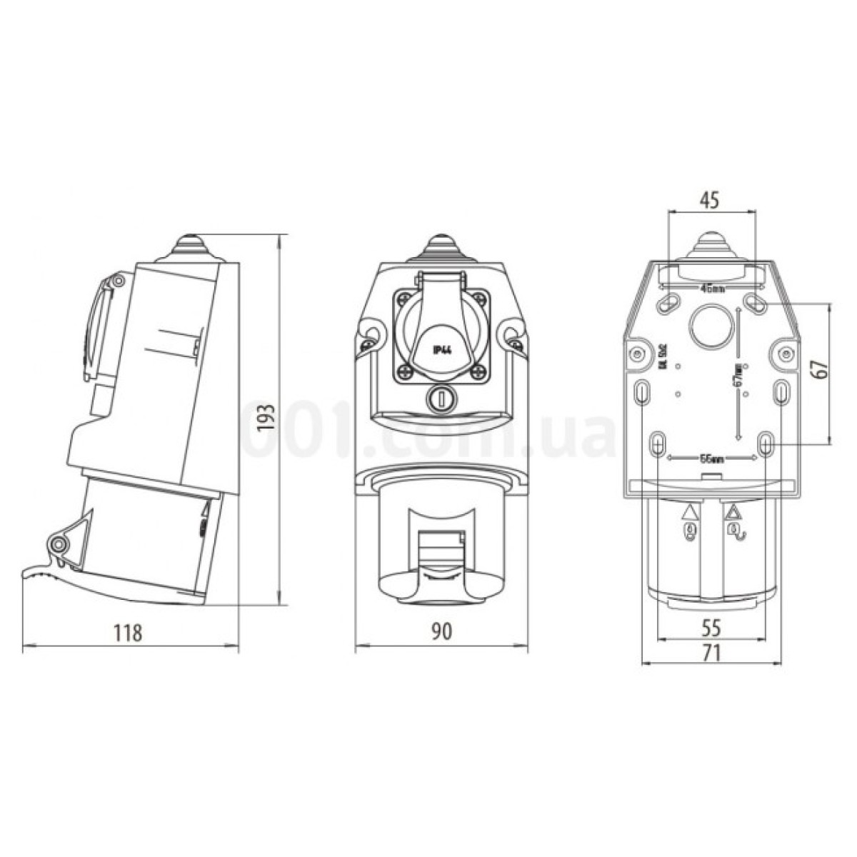 Розетка комбинированная EZCZ-S-3243 IP44 (32A, 400V/230V, 3P+PE / +EE 16S Schuko), ETI 98_98.jpg - фото 2