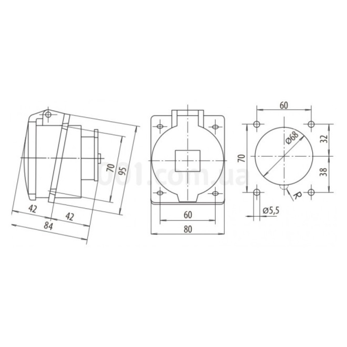 Розетка встраиваемая EE-3232 IP54 (32A, 230V, 2P+PE), ETI 98_98.jpg - фото 2