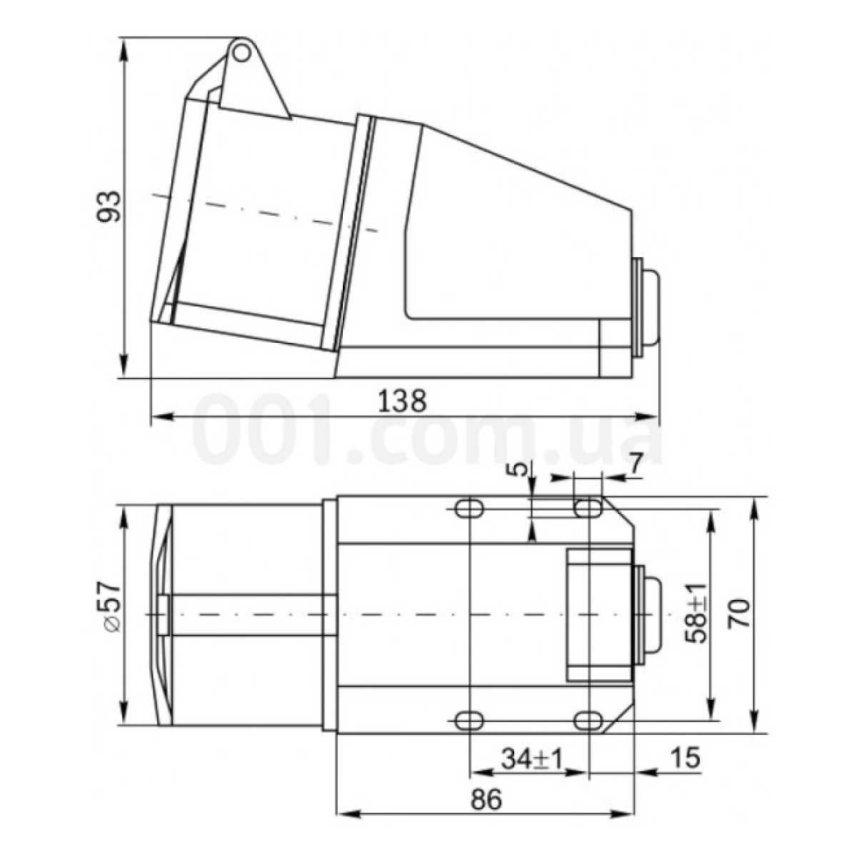 Розетка ССИ-114 стационарная 3P+PE 16А 380В IP44, IEK 98_98.jpg - фото 2