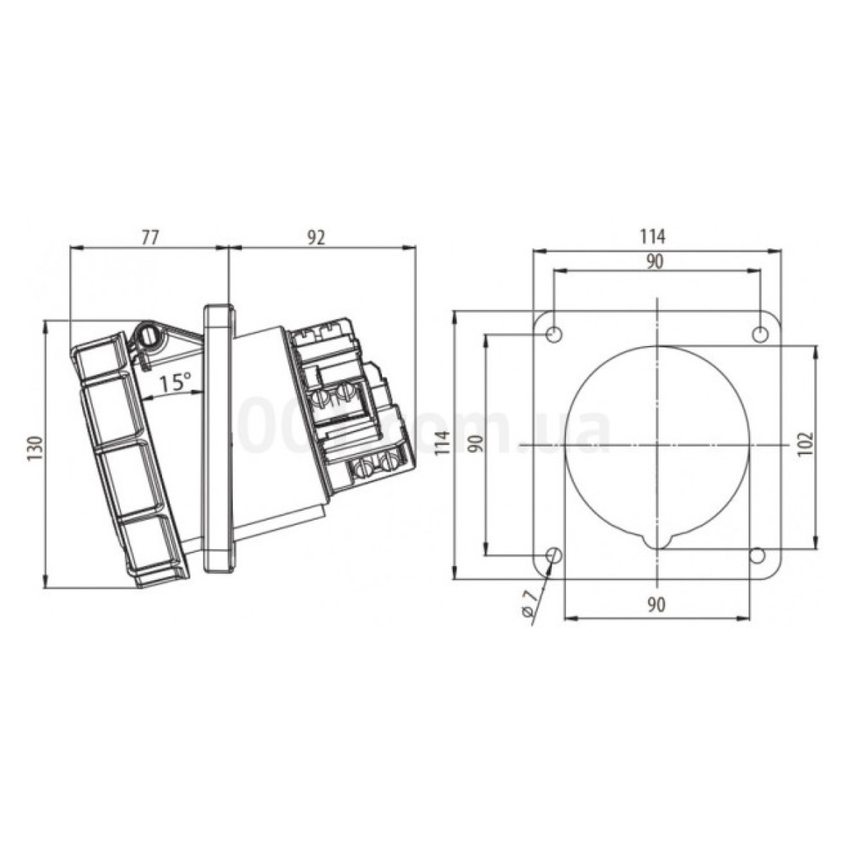 Розетка вбудовувана EEH-12543 IP67 (125A, 400V, 3P+PE), ETI 98_98.jpg - фото 2