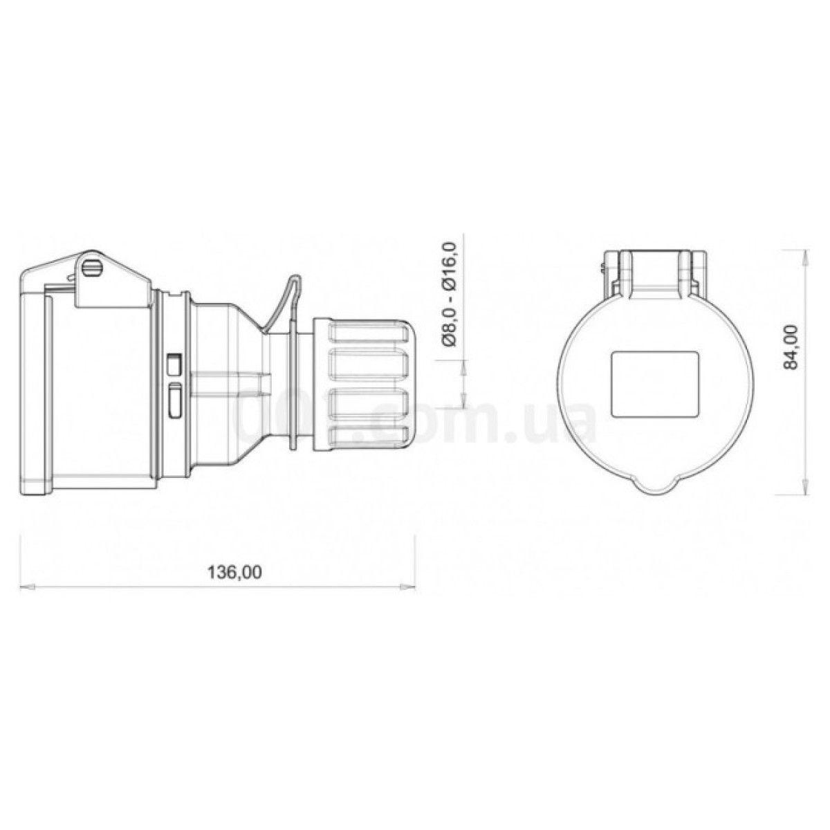 Розетка силова переносна 3P+N+PE 16А 380В IP44, Bemis 98_98.jpg - фото 2