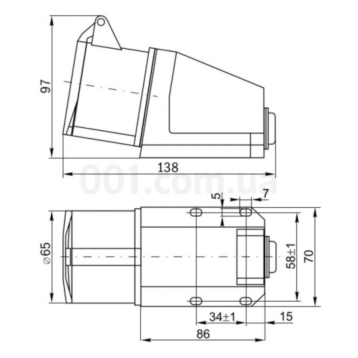 Розетка ССИ-115 стационарная 3P+PE+N 16А 380В IP44, IEK 98_98.jpg - фото 2