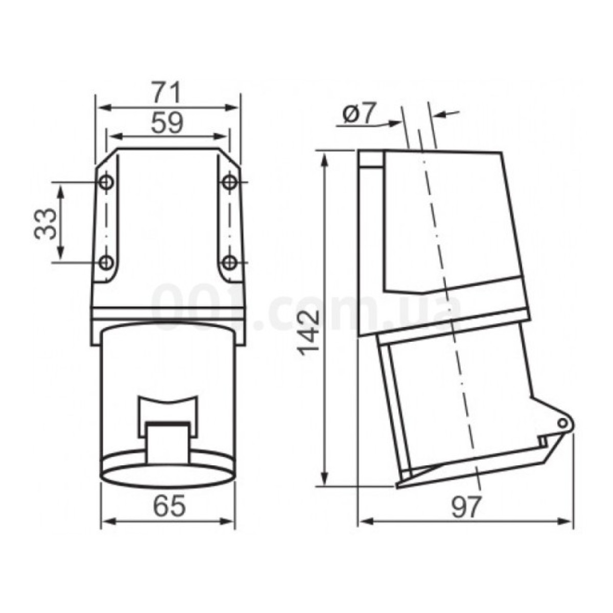 Розетка стаціонарна ECO-123 (ГC 32А/3) 2Р+РЕ 32А 250В IP44, ECOHOME 98_98.jpg - фото 2