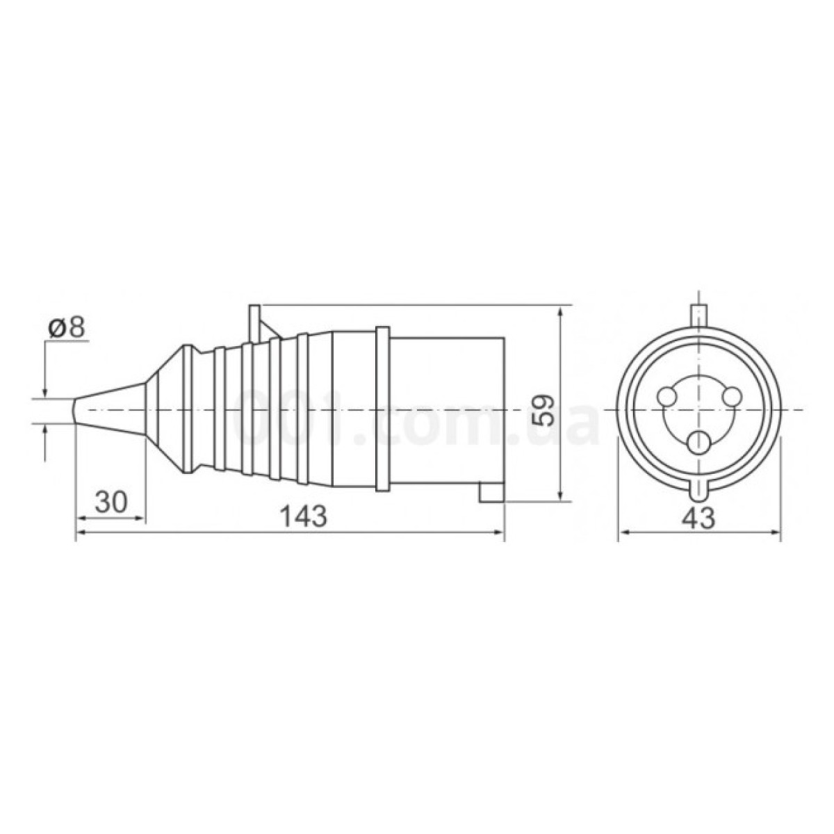 Вилка переносна ECO-013 (ВП 16А/3) 2Р+РЕ 16А 250В IP44, ECOHOME 98_98.jpg - фото 2