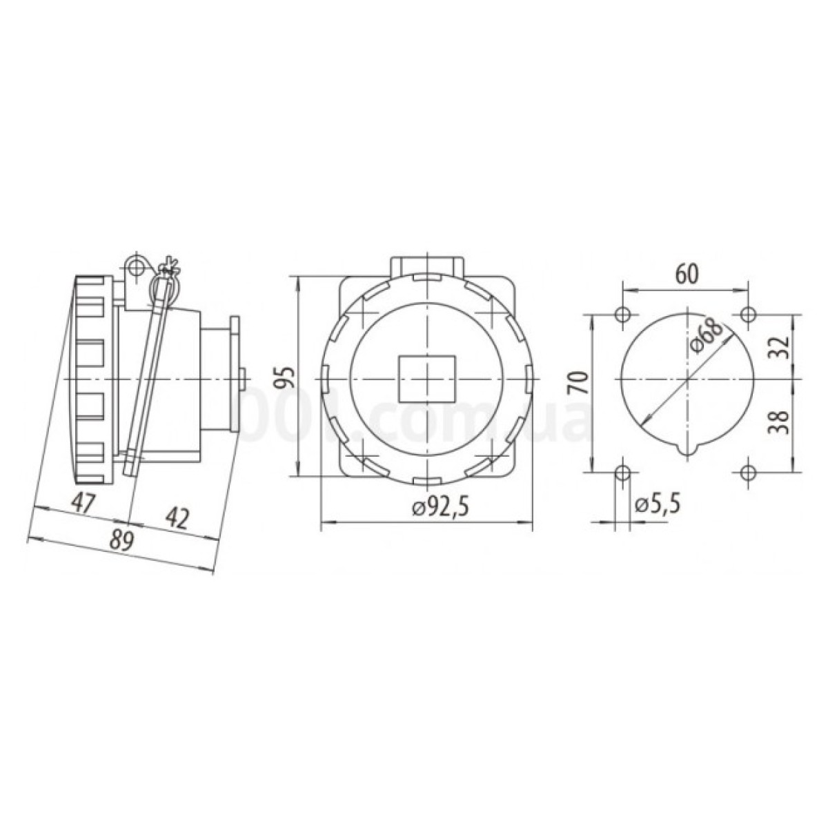 Розетка вбудовувана EEH-3232 IP67 (32A, 230V, 2P+PE), ETI 98_98.jpg - фото 2