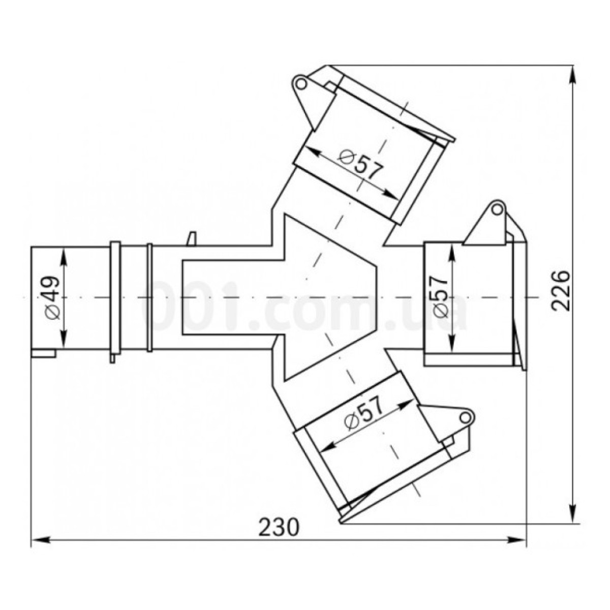 Адаптер трипроменевий ССИ-1013-214 3P+PE 16A 380B IP44, IEK 98_98.jpg - фото 2