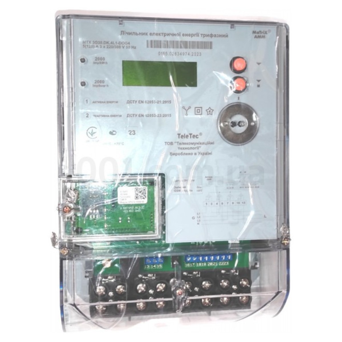 Лічильник електроенергії MTX 3G30.DK.4L1-DОG4 «Matrix AMM» трифазний 5(120)А 3×220/380В GPRS багатотарифний, TeleTec 98_98.jpg - фото 1