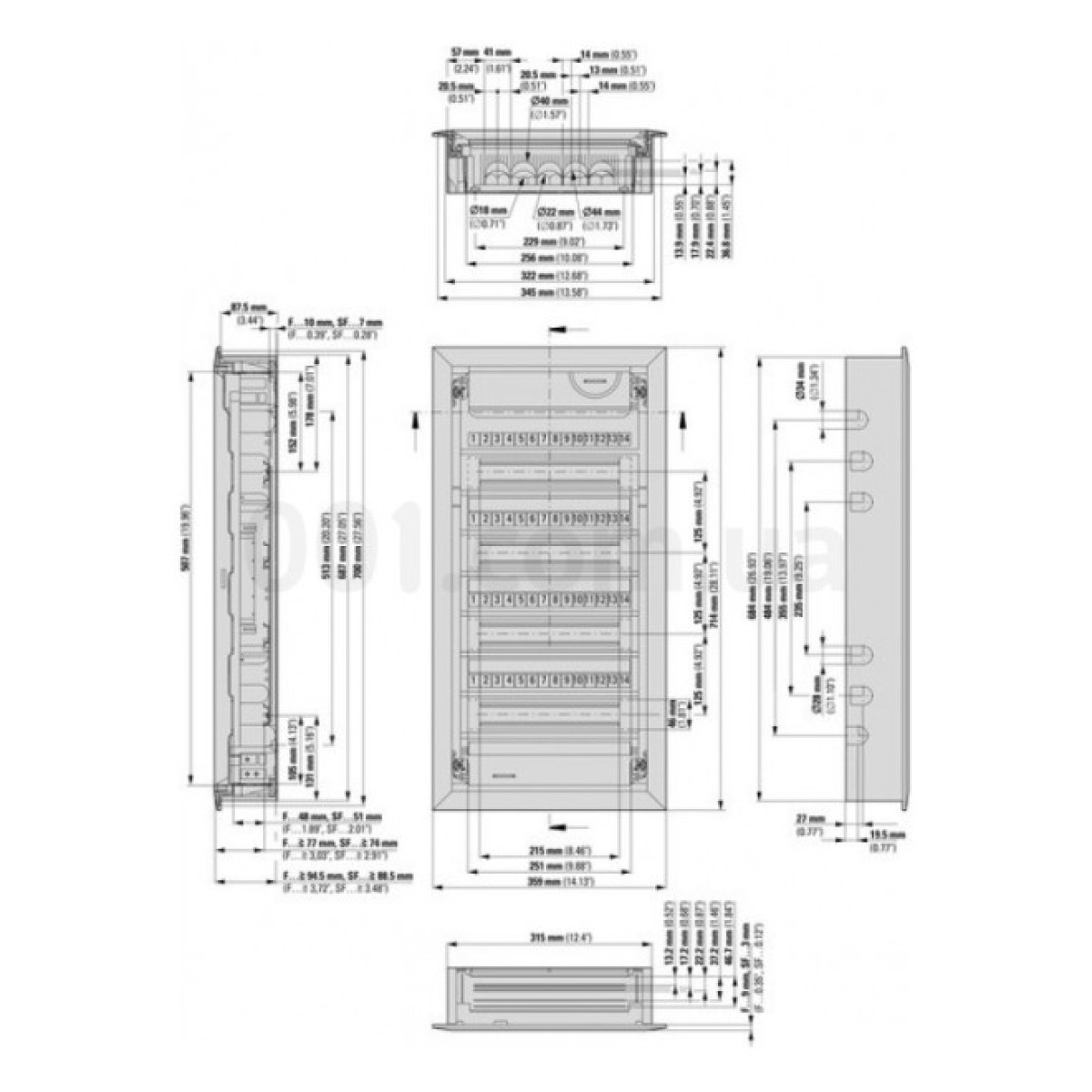 Корпус щита KLV-48UPS-F прихованого монтажу на 48 модулів, Eaton (Moeller) 98_98.jpg - фото 2