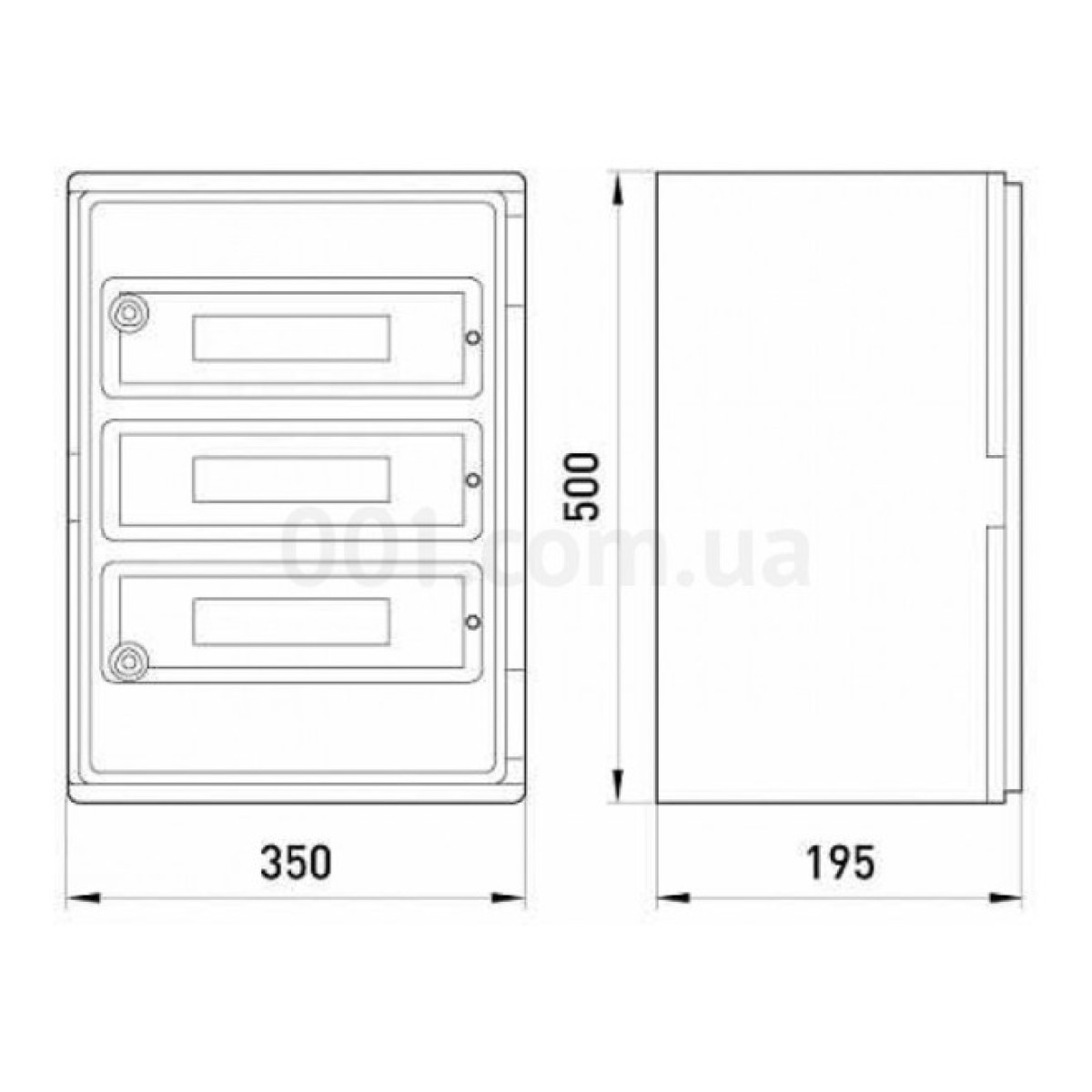 Корпус ударопрочный e.plbox.350.500.195.45m.tr IP65 с прозрачной дверцей под 45 модулей, E.NEXT 98_98.jpg - фото 2