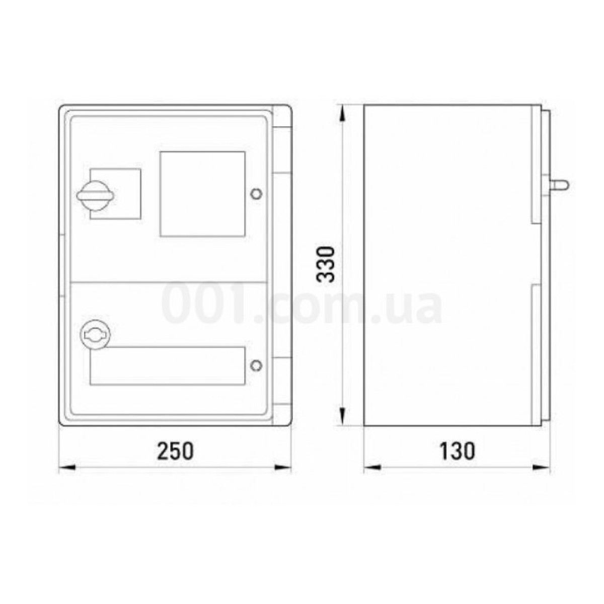 Корпус удароміцний e.plbox.250.330.130.1f.2m.tr IP65 з прозорими дверцятами під 1-фазний лічильник та 2 модулі, E.NEXT 98_98.jpg - фото 2