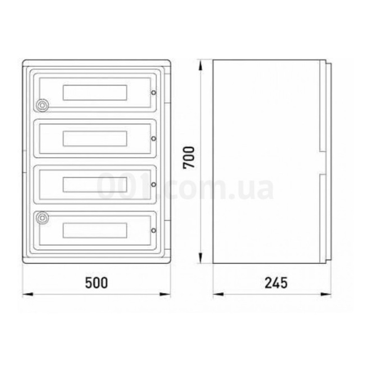 Корпус ударопрочный e.plbox.500.700.245.88m.tr IP65 с прозрачной дверцей под 88 модулей, E.NEXT 98_98.jpg - фото 2