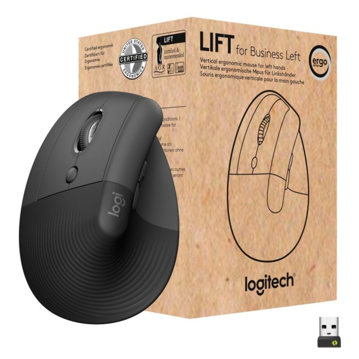 Мишка Logitech Lift Left Vertical Ergonomic Wireless/Bluetooth for Business Graphite (910-006495) 98_98.jpg - фото 1