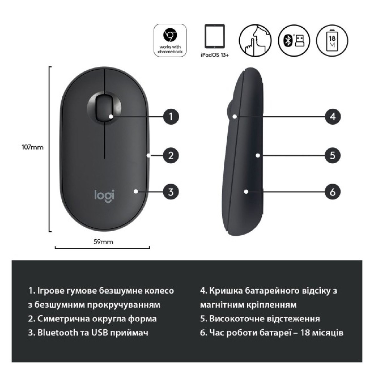 Мишка Logitech M350 Graphite (910-005718) 98_98.jpg - фото 8