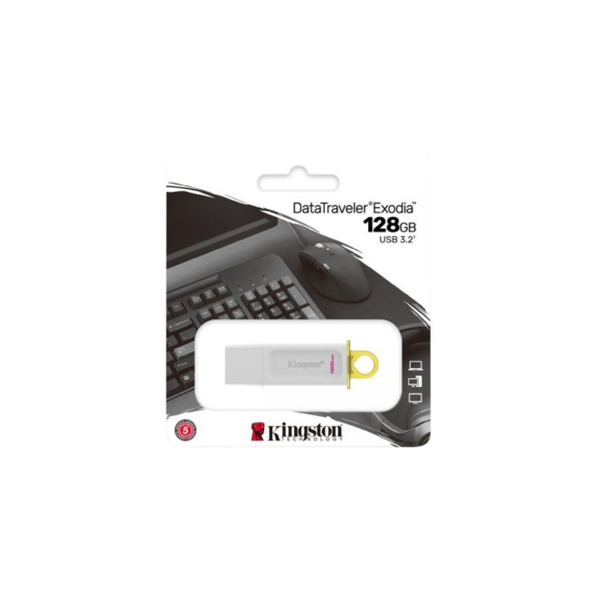 USB флеш накопитель Kingston 128GB DataTraveler Exodia White USB 3.2 Gen 1 (KC-U2G128-5R) 98_98.jpg - фото 2