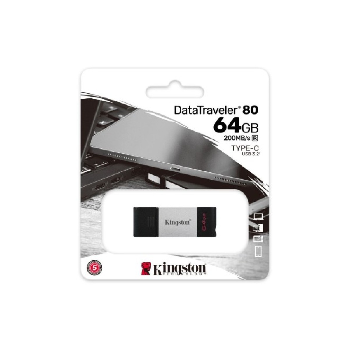 USB флеш накопитель Kingston 64GB DataTraveler 80 USB 3.2/Type-C (DT80/64GB) 98_98.jpg - фото 2