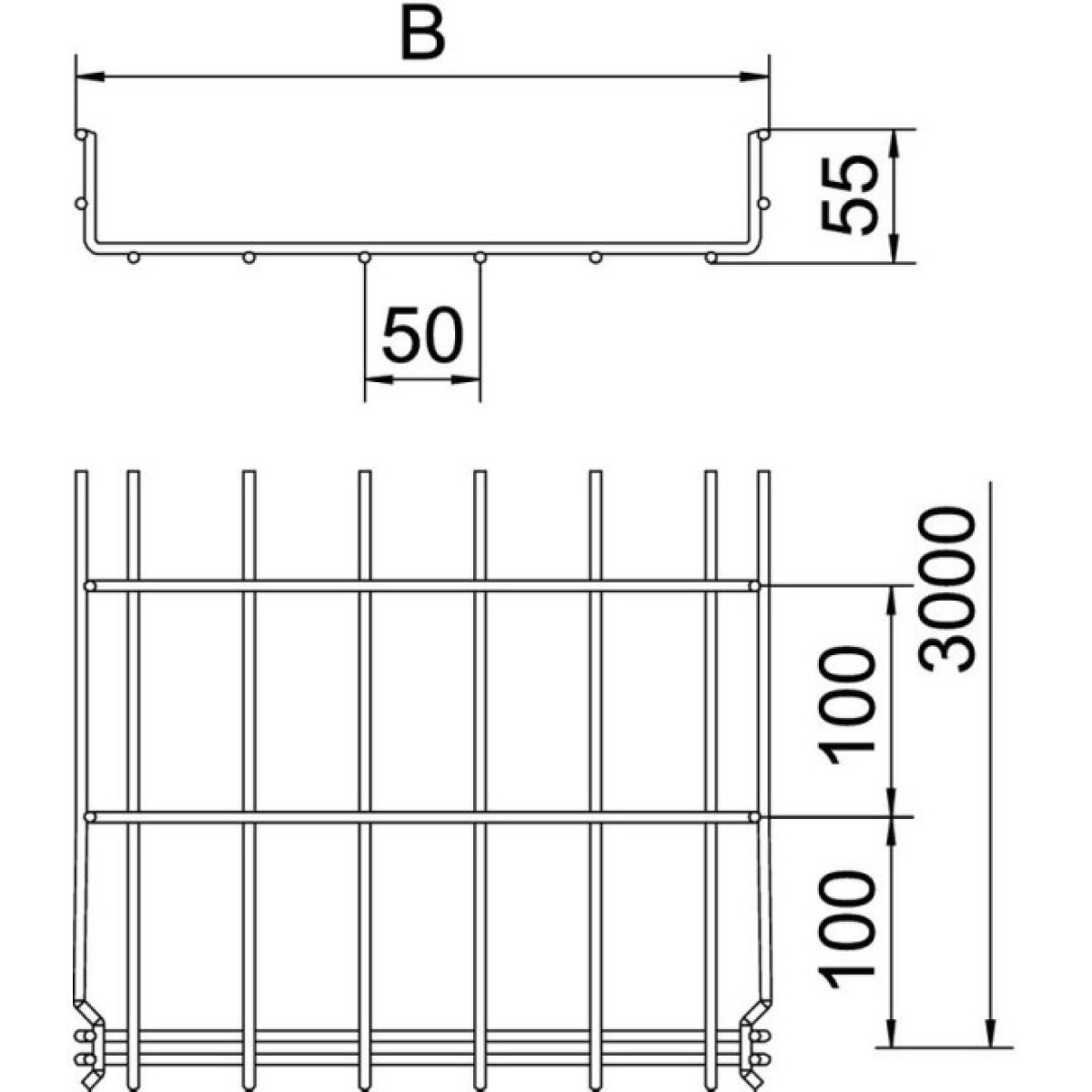 Дротяний лоток GRM, 55x100x3050, G (2,5-10 мкм) OBO Bettermann 6001442 98_98.jpg - фото 3